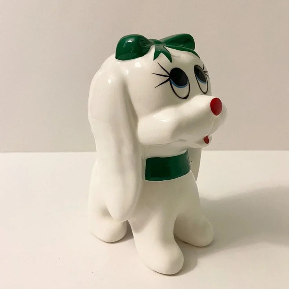 Vintage Giftcraft Dog Coin Bank Green Bowtie 6 Inch Tall Puppy  Figurine Taiwan - Picture 12 of 16